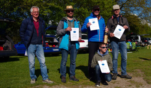 Strahlende Sieger und ein glücklicher Organisator - (v.l.n.r.) Hans, Kolja (2.), Thomas (Sieger), Jens-Peter (3.) und Niklas